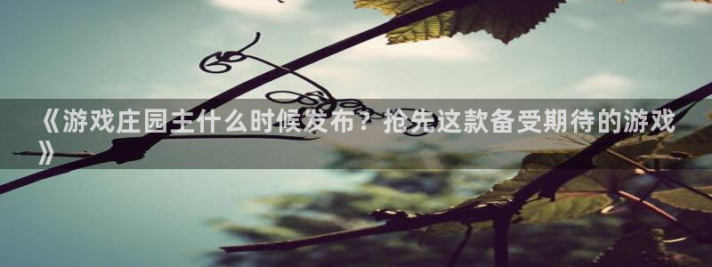 顺盈娱乐官网首页网址：《游戏庄园主什么时候发布？抢先这款备受期待的游戏
》